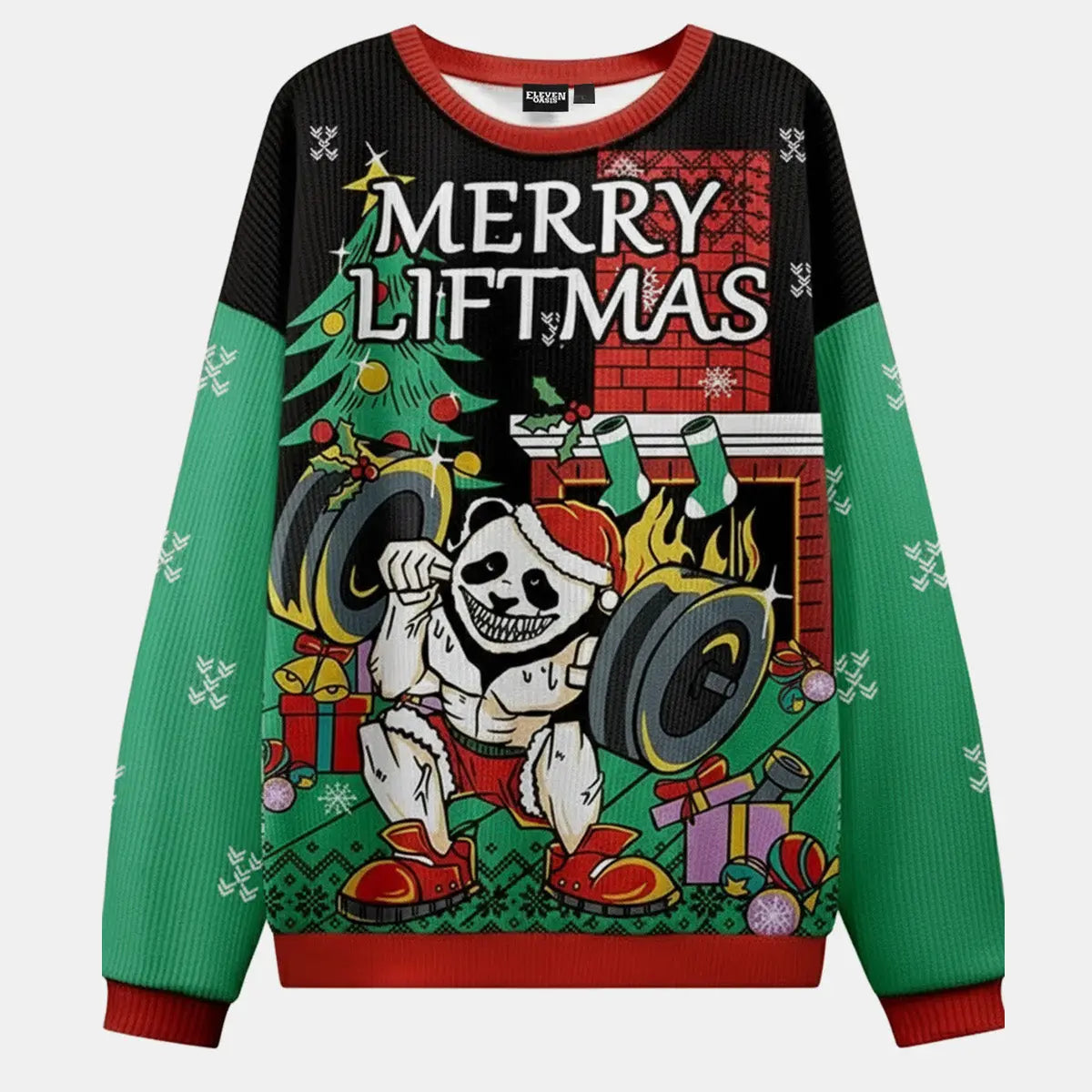Merry Liftmas Muscle Panda Ugly Christmas Sweater Eleven Oasis