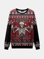 Merry Liftmas Skeleton Lifting Ugly Christmas Sweater Eleven Oasis