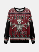 Merry Liftmas Skeleton Lifting Ugly Christmas Sweater Eleven Oasis