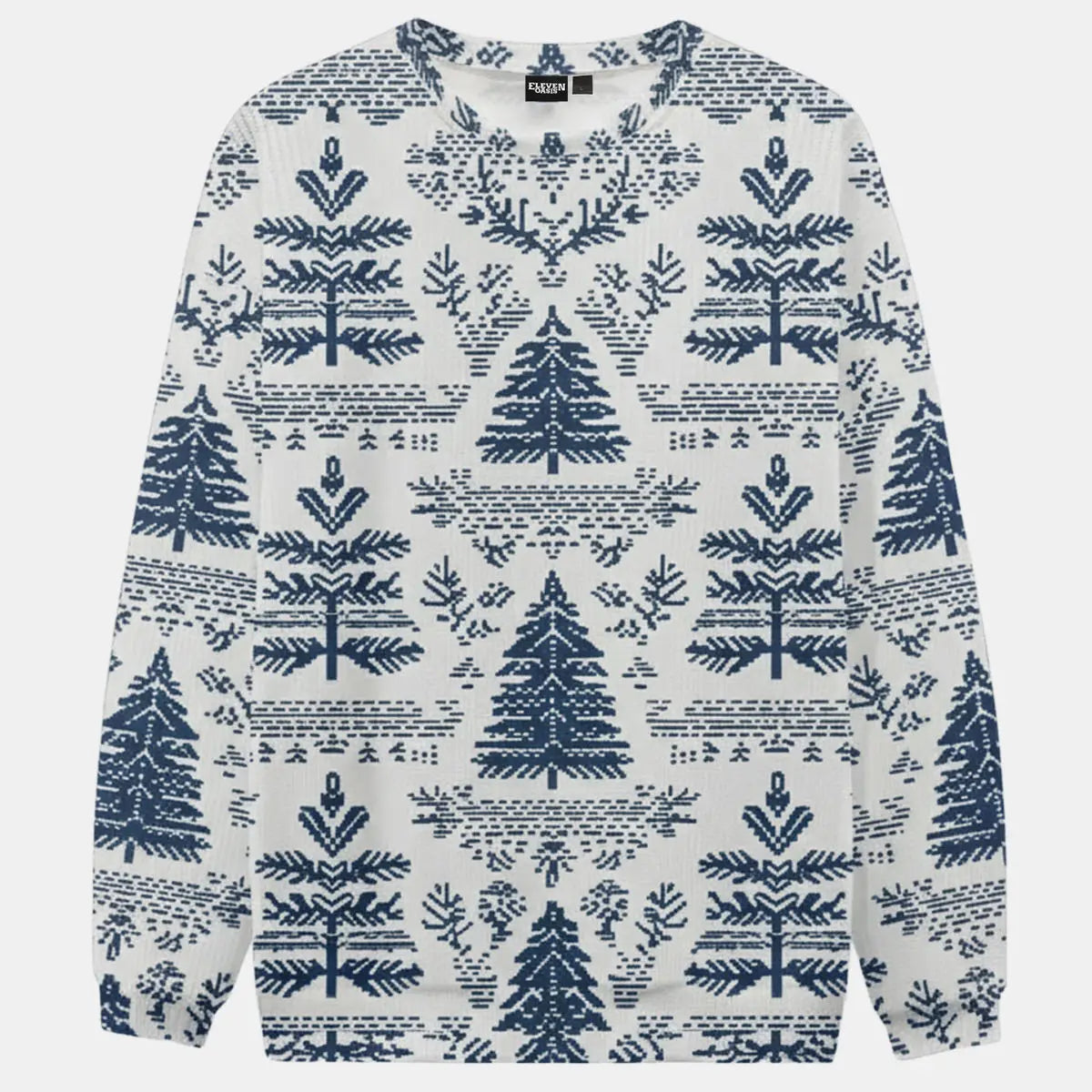 Beautiful Christmas Trees Knitted Crewneck Sweatshirt Eleven Oasis