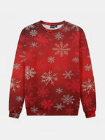 Red Festive Snowflakes Knitted Crewneck Sweatshirt Eleven Oasis