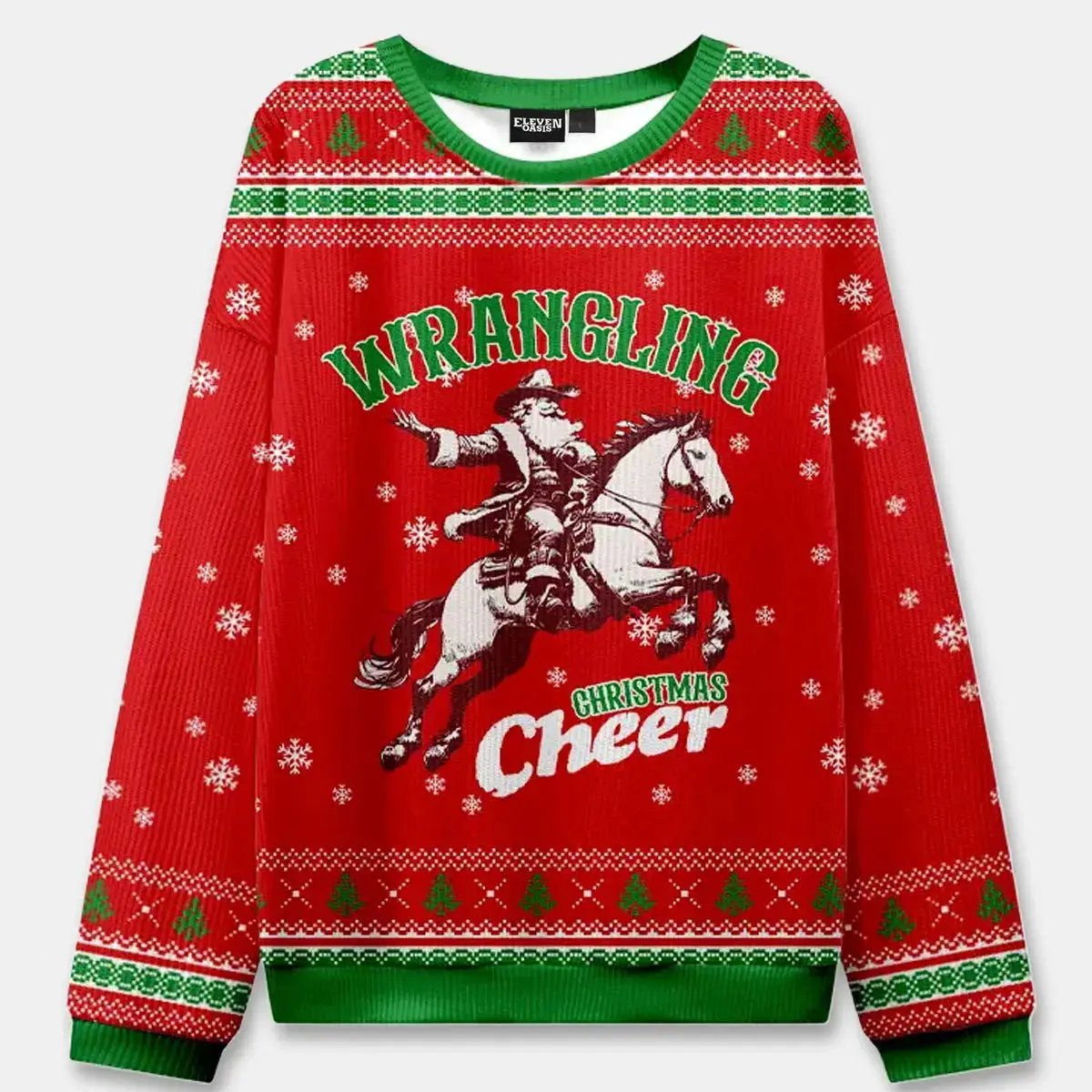 Ugly Christmas Cowboy Cat Meowdy Sweater Eleven Oasis