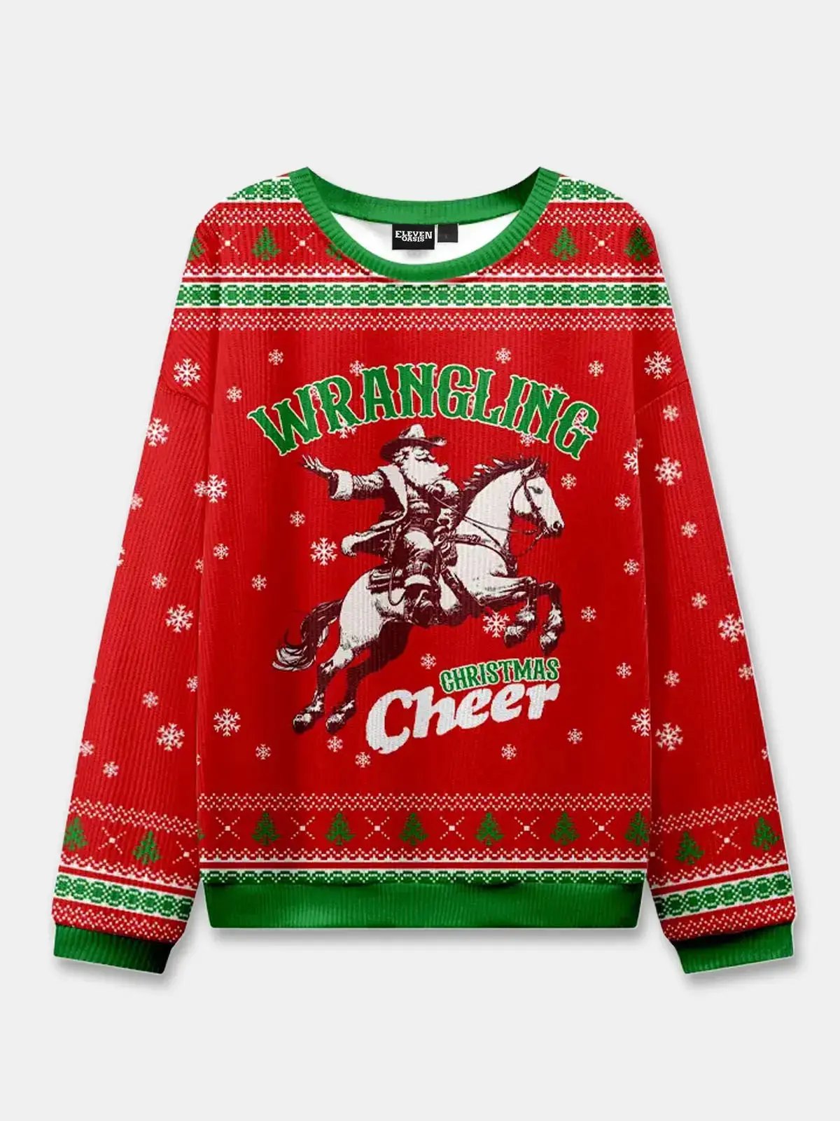 Ugly Christmas Cowboy Cat Meowdy Sweater Eleven Oasis