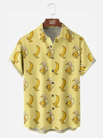 Cartoon Duck Banana Pattern Men's Short Sleeve TopMens short sleeve shirts Big and tall Mens shirts Short sleeve shirts for men Mens 4xl shirts Casual short sleeve shirts