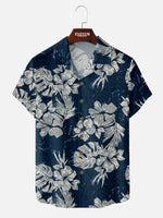 Men's Hawaiian Print Floral Foliage Short Sleeve Shirt ElevenOasis
