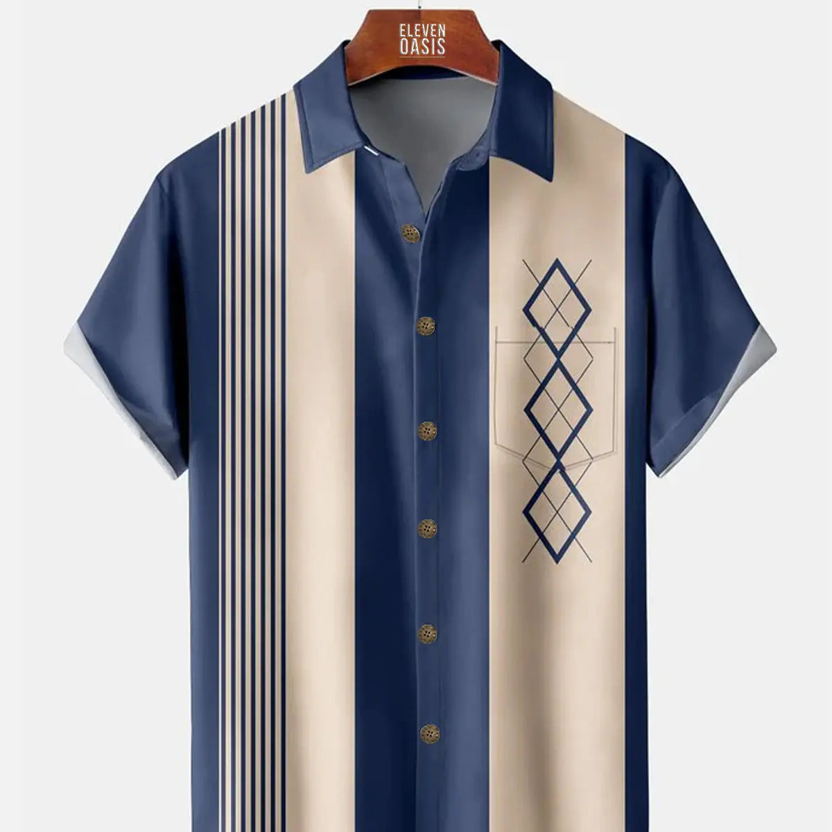 Casual Art Collection Geometric Stripes Color Block Bowling Pattern Lapel Short Sleeve Shirt Print TopMens short sleeve shirts Big and tall Mens shirts Short sleeve shirts for men Mens 4xl shirts Casual short sleeve shirts