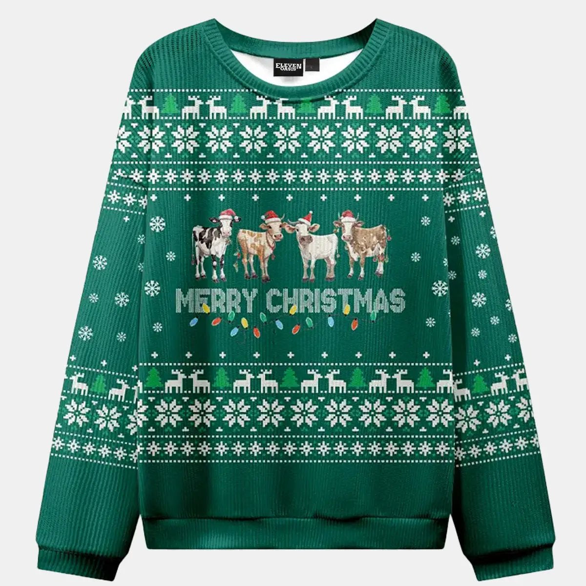 Ugly Christmas Cowboy Cat Meowdy Sweater ElevenOasis
