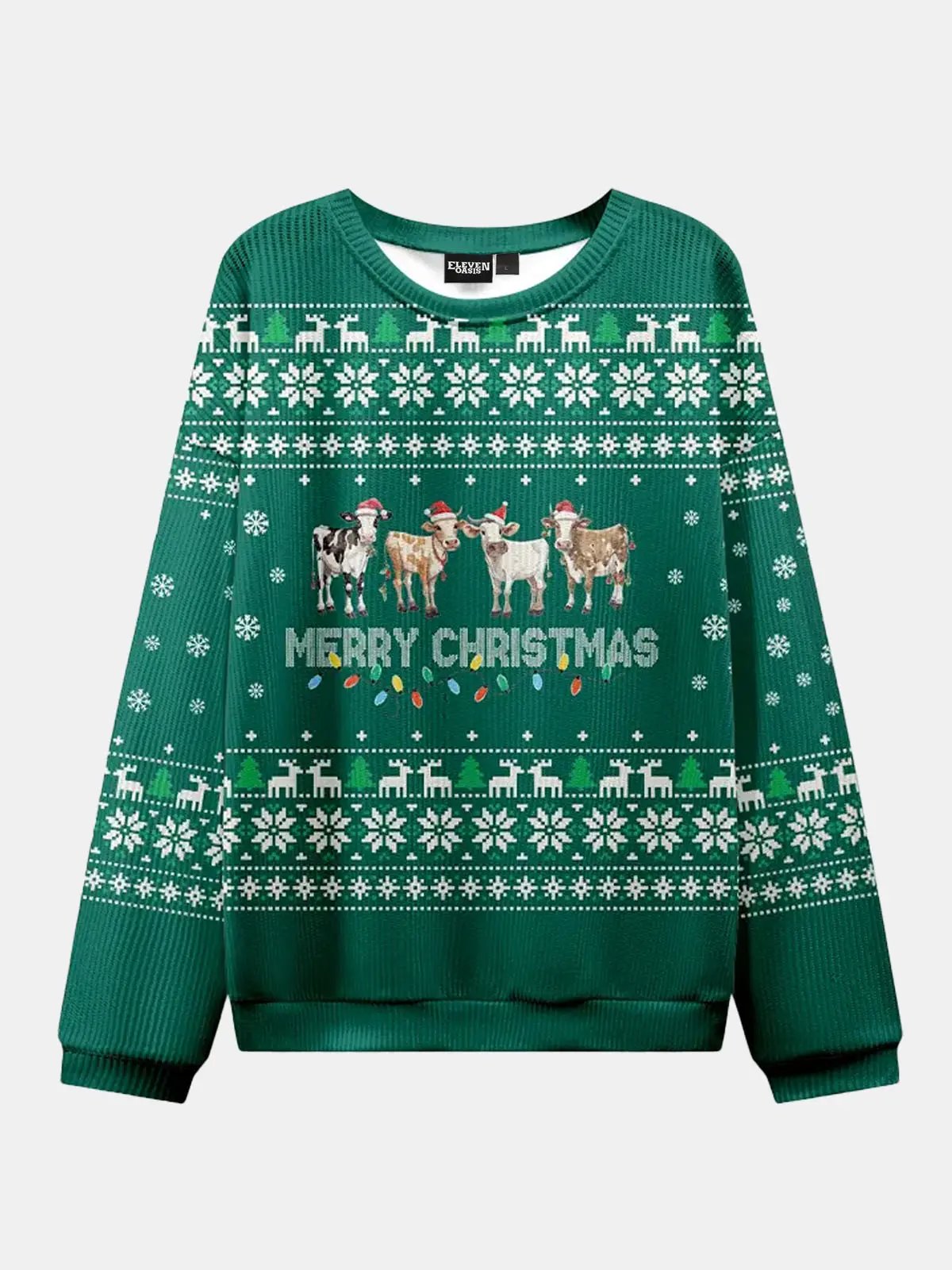 Ugly Christmas Cowboy Cat Meowdy Sweater ElevenOasis