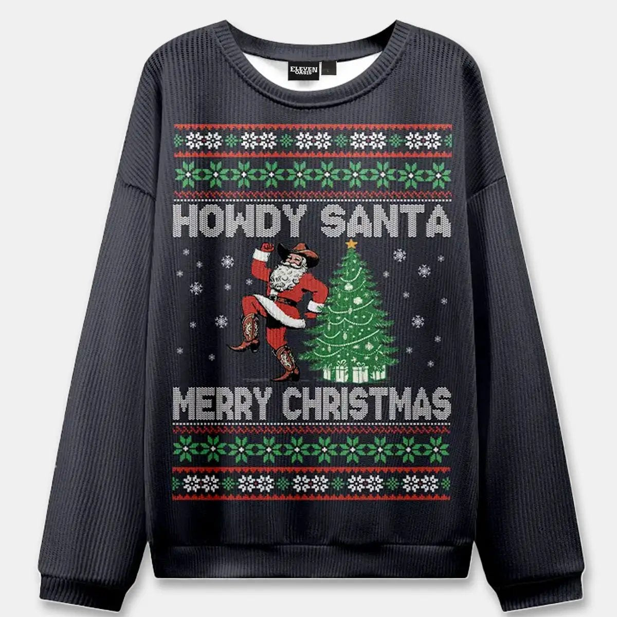 Ugly Christmas Cowboy Cat Meowdy Sweater ElevenOasis