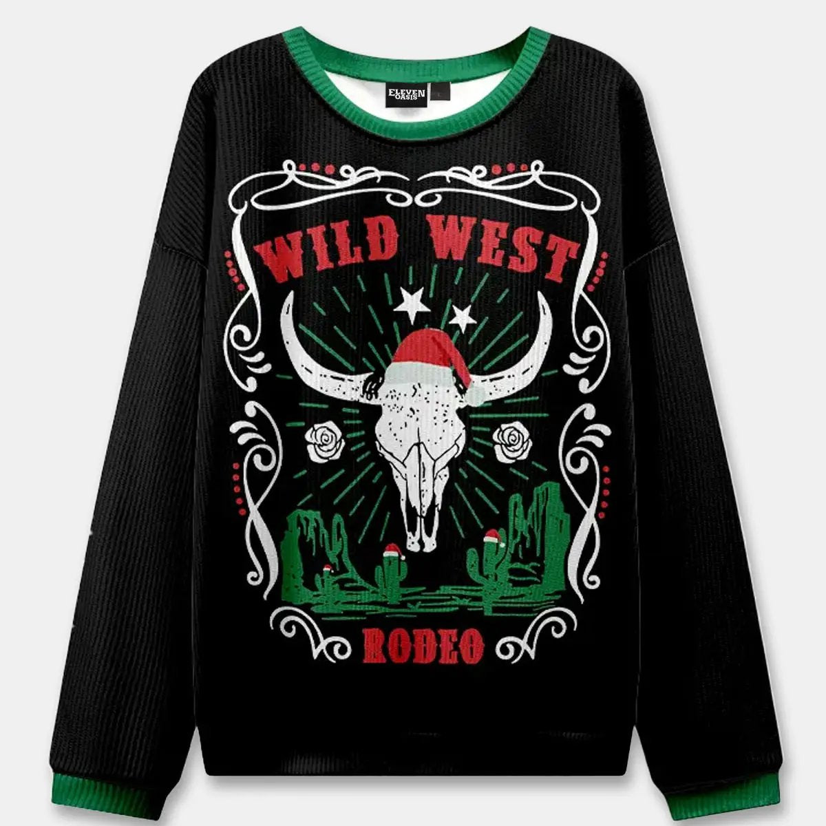 Ugly Christmas Cowboy Cat Meowdy Sweater ElevenOasis