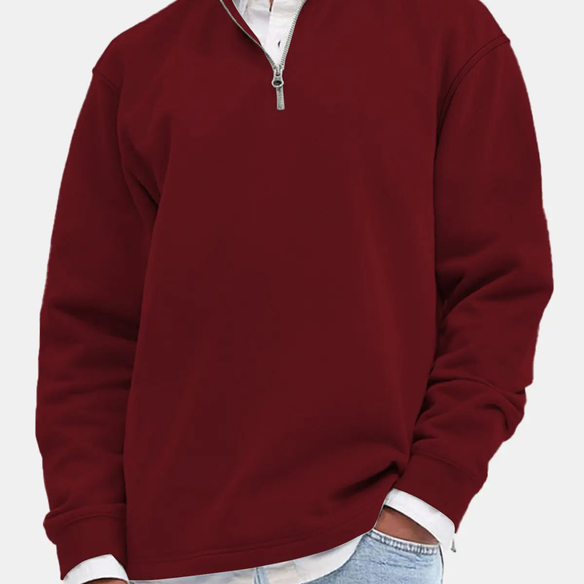 Men's Quarter-Zip Cotton Blend Sweatshirt ElevenOasis