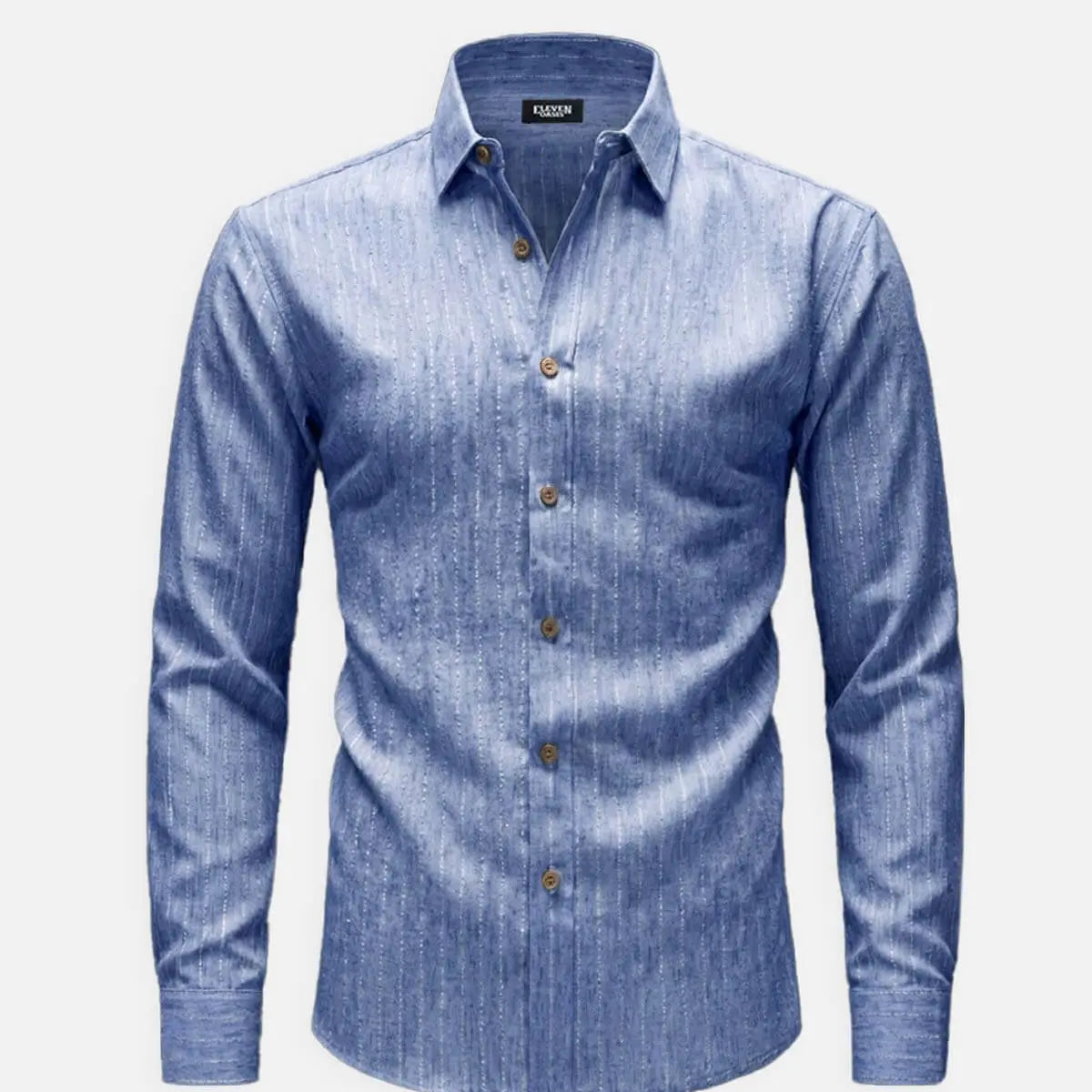 Men's Subtle Sheen Striped Long Sleeve Shirt ElevenOasis