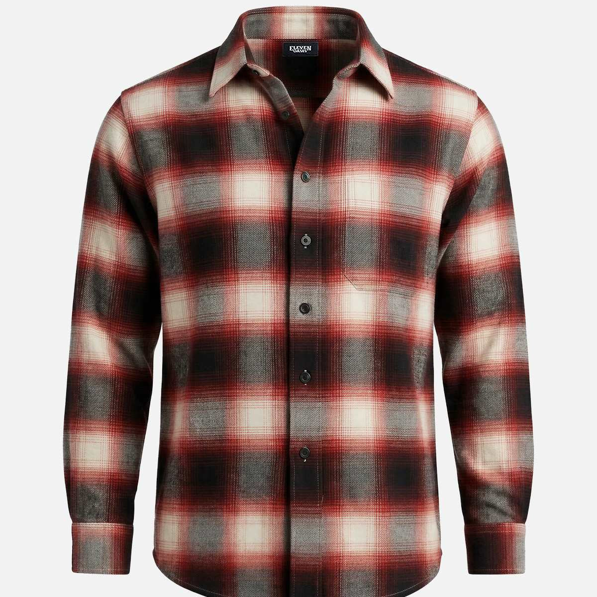 Men's Brushed Cotton Ombre Plaid Long Sleeve Shirt Eleven Oasis