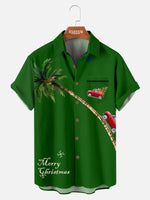 Merry Christmas Men's Casual Short-Sleeved Shirt Eleven Oasis