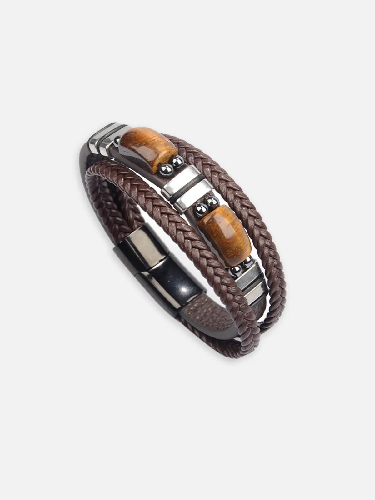 Men's Braided Leather Stone Bracelet ElevenOasis