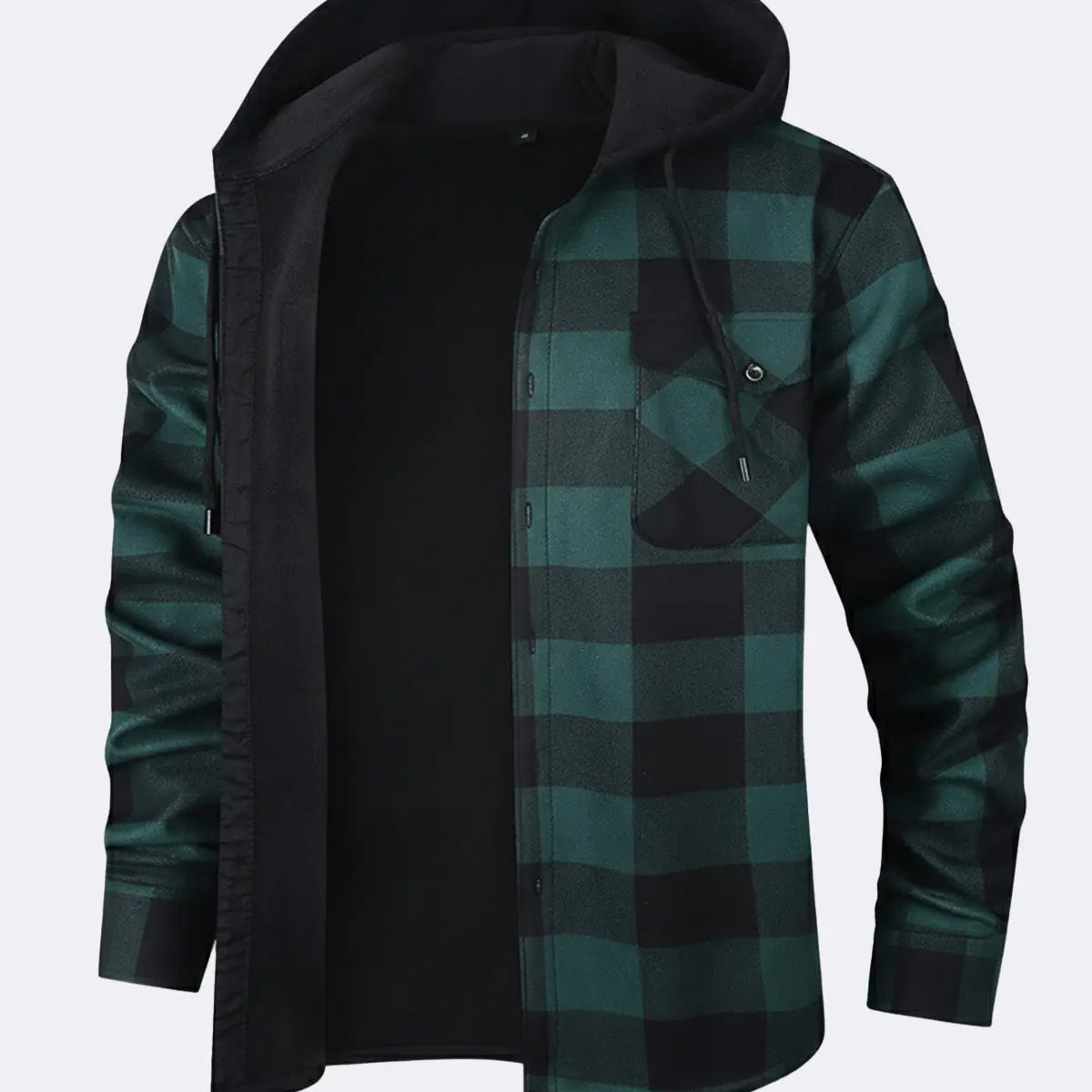 Men's Hooded Fleece Lined Flannel Shirt Jacket ElevenOasis