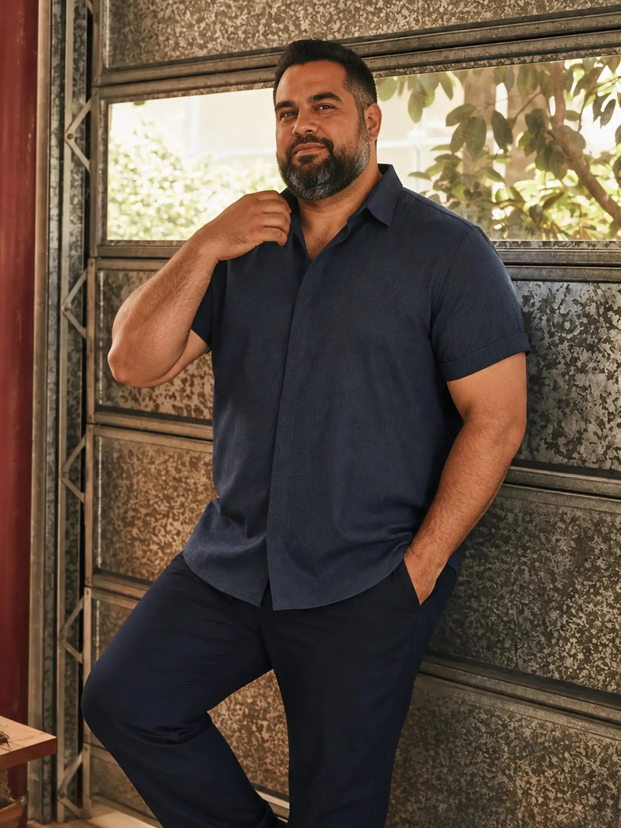 Tall Men's EasyLinen™ Linen Cotton Blend Short Sleeve Shirt ElevenOasis