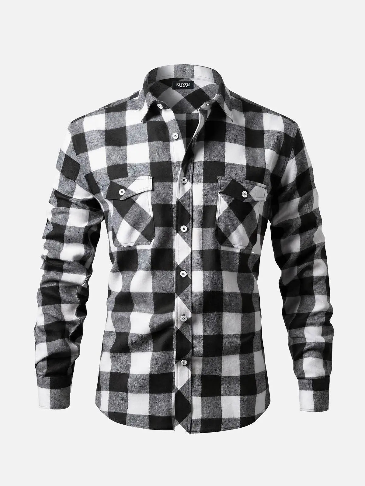 Men's Brushed Buffalo Check Double Pocket Long Sleeve Flannel Shirt Eleven Oasis