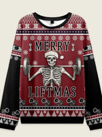 Merry Liftmas Skeleton Lifting Ugly Christmas Sweater Eleven Oasis