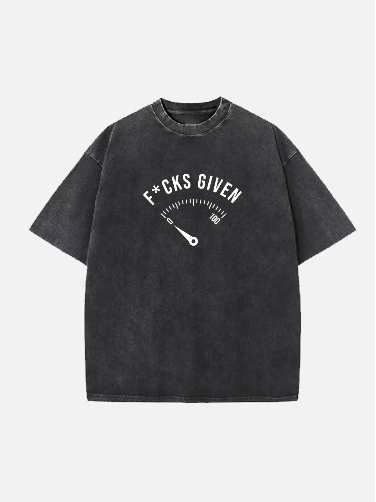 Zero F*cks Given Gauge Meter Acid Wash Cotton T-Shirt Eleven Oasis