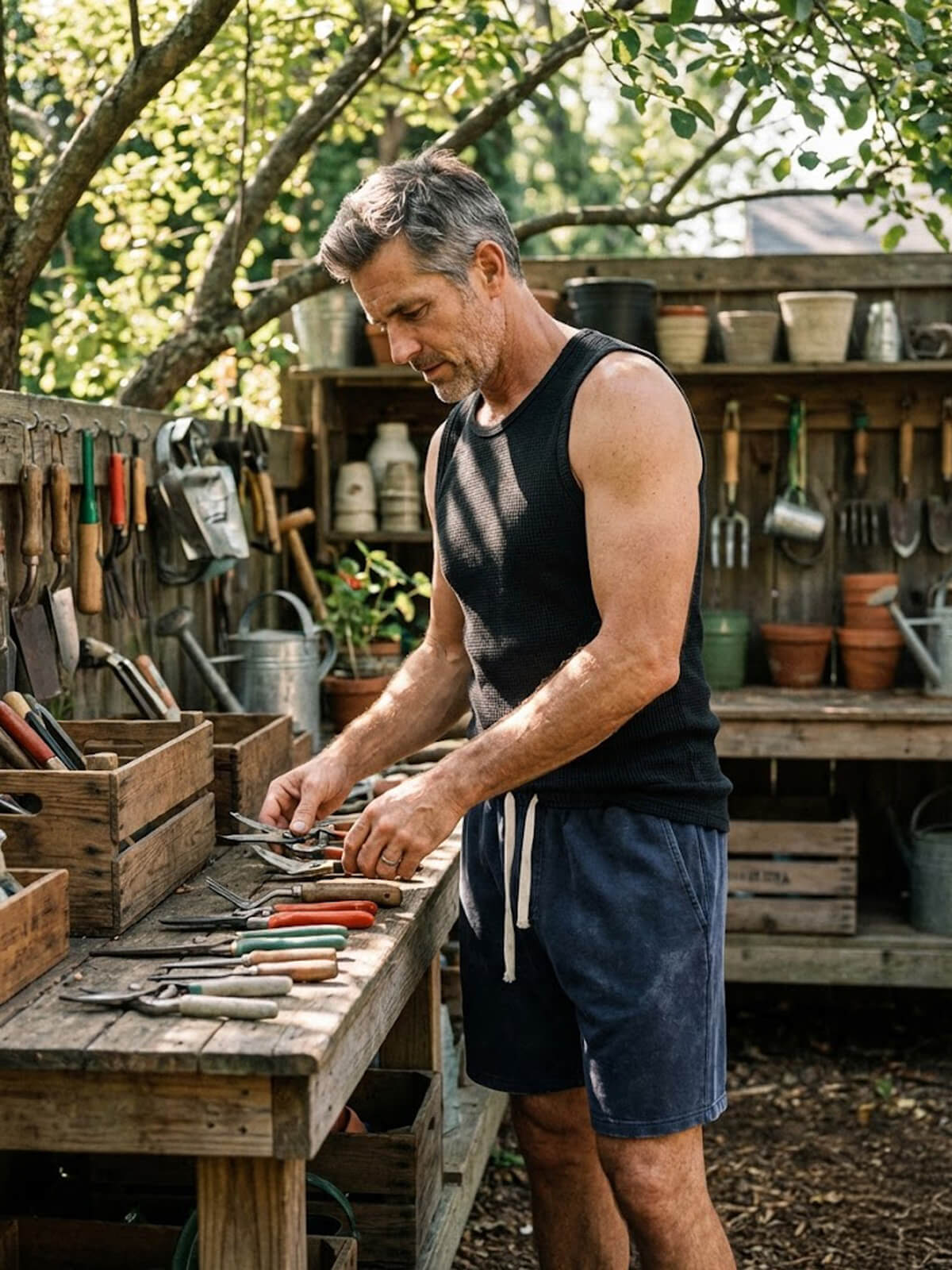 Men's Waffle Knit Crew Neck Tank Top Eleven Oasis