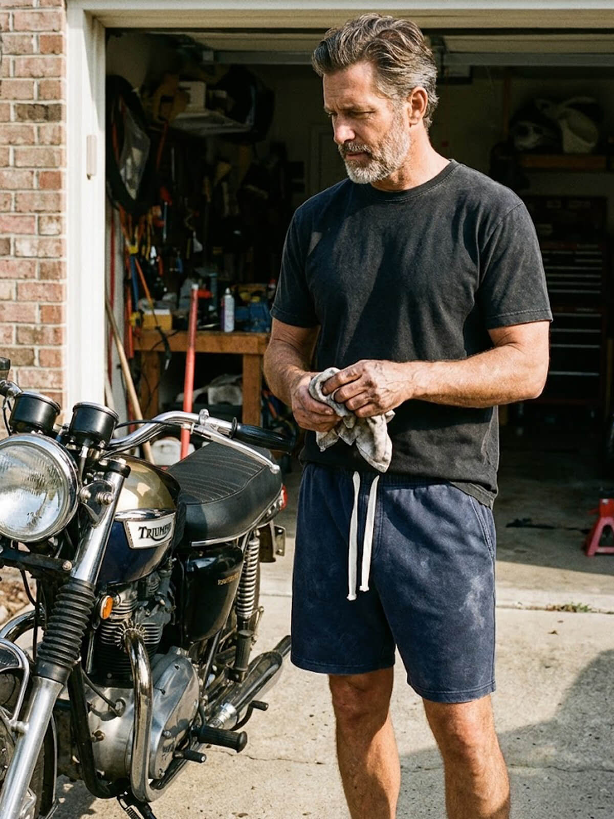 Men's Washed Cotton Drawstring Shorts Eleven Oasis