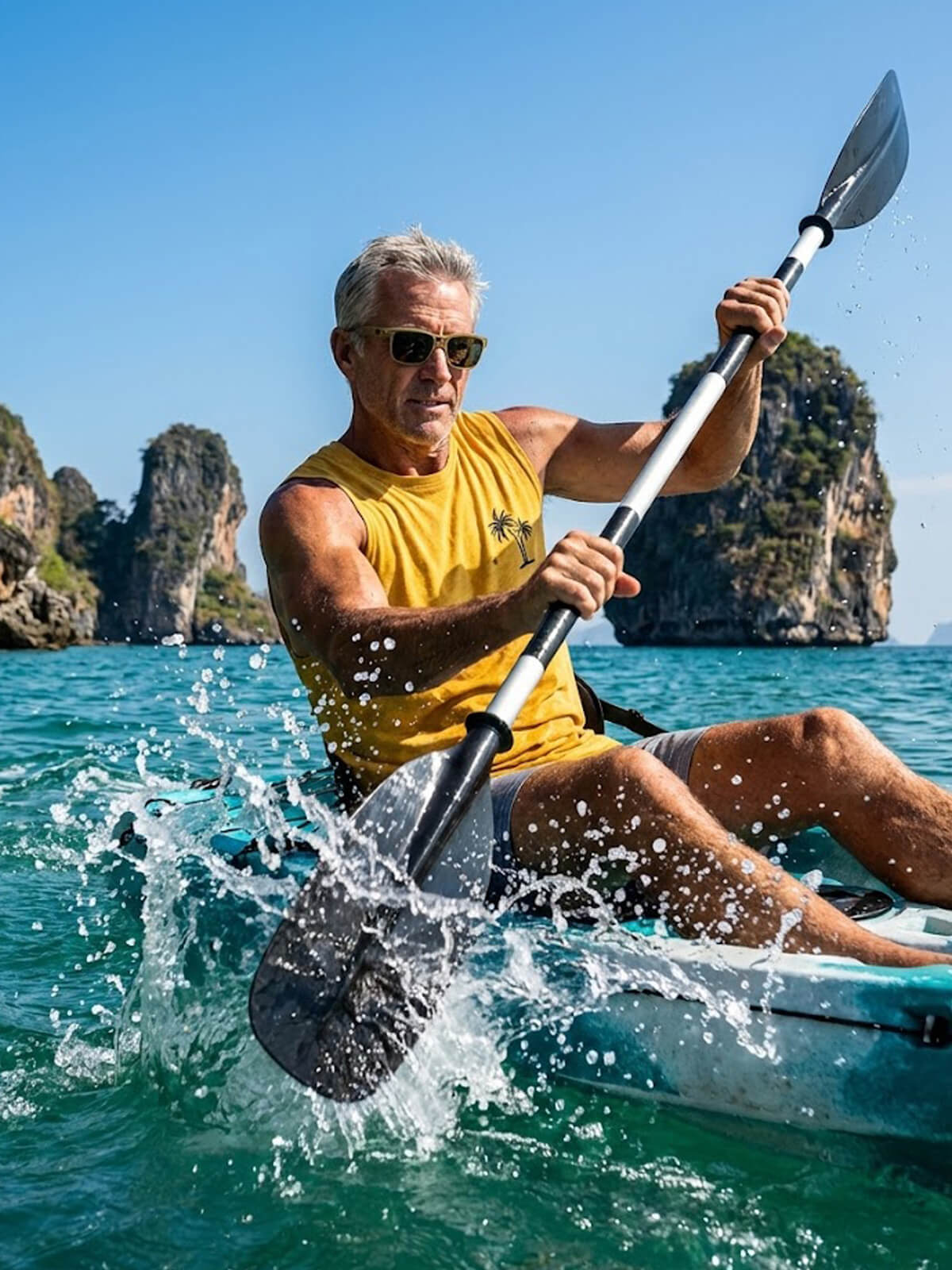 Men's Palm Graphic Crew Neck Tank Top Eleven Oasis