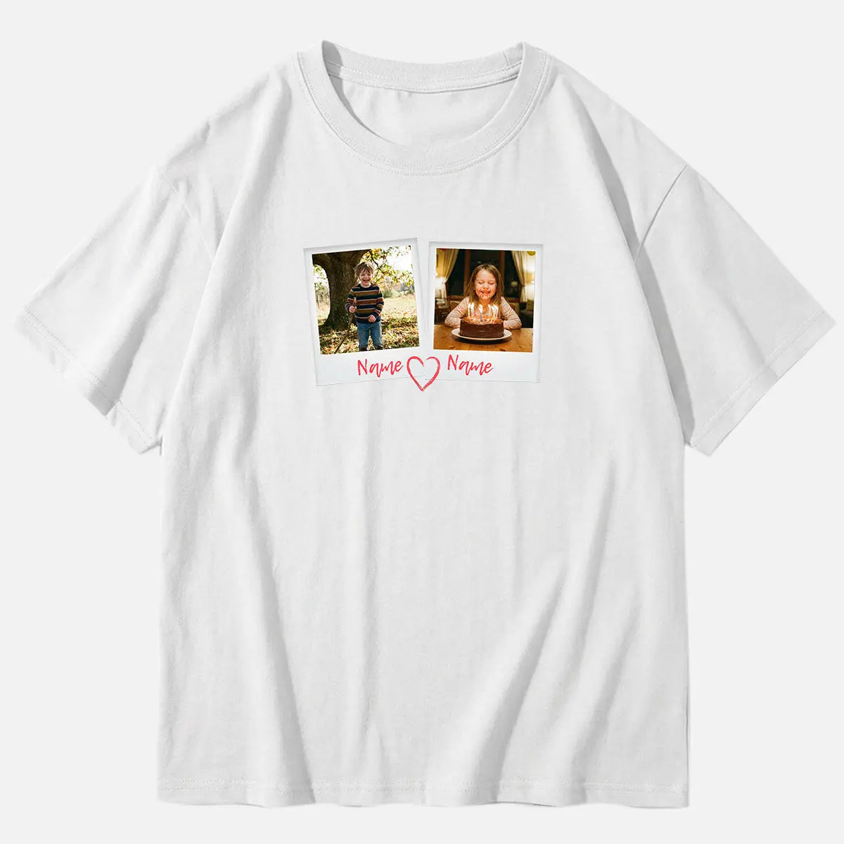 Custom Photos & Names Cotton Short Sleeve T-Shirt Eleven Oasis