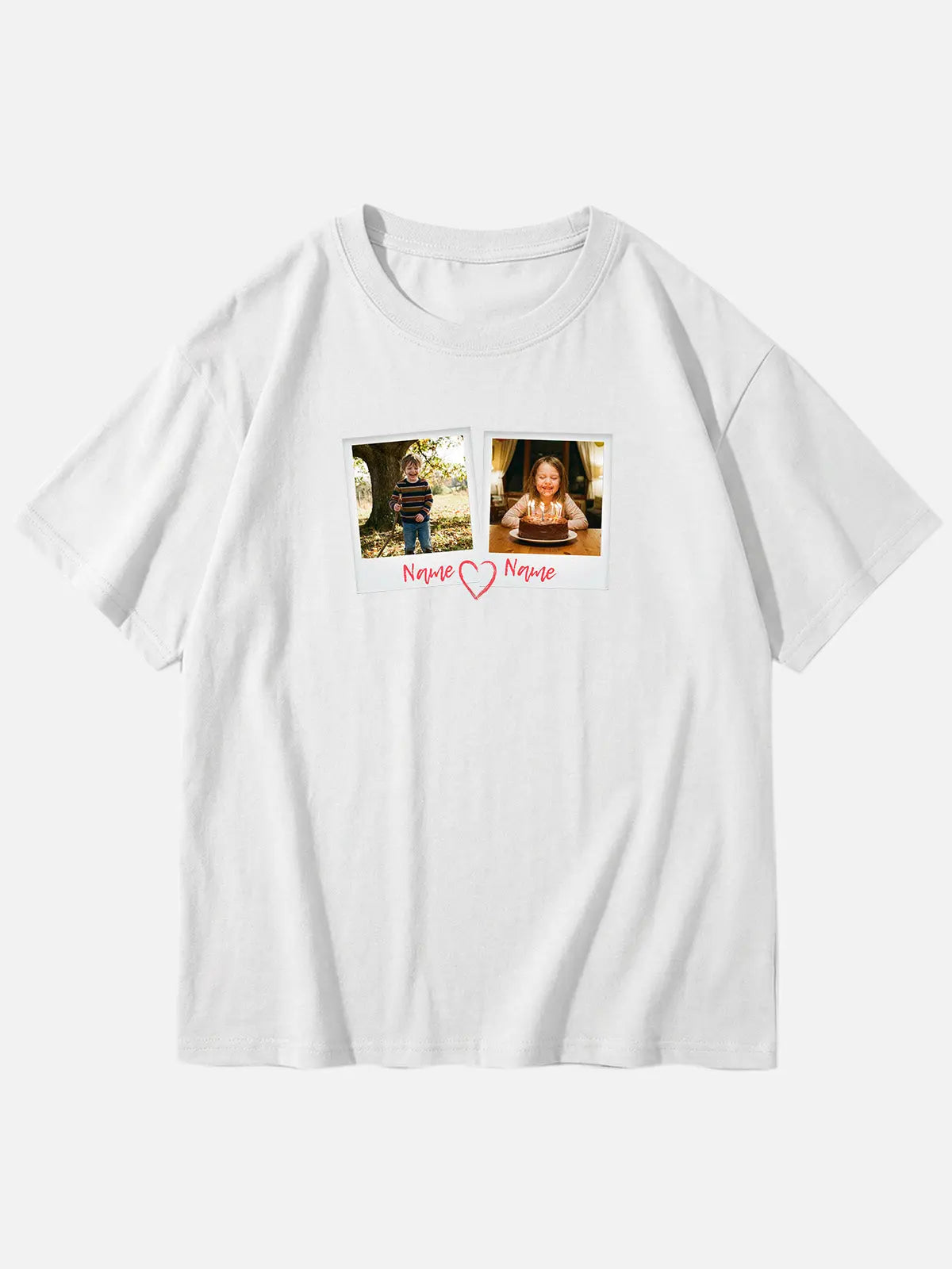 Custom Photos & Names Cotton Short Sleeve T-Shirt Eleven Oasis