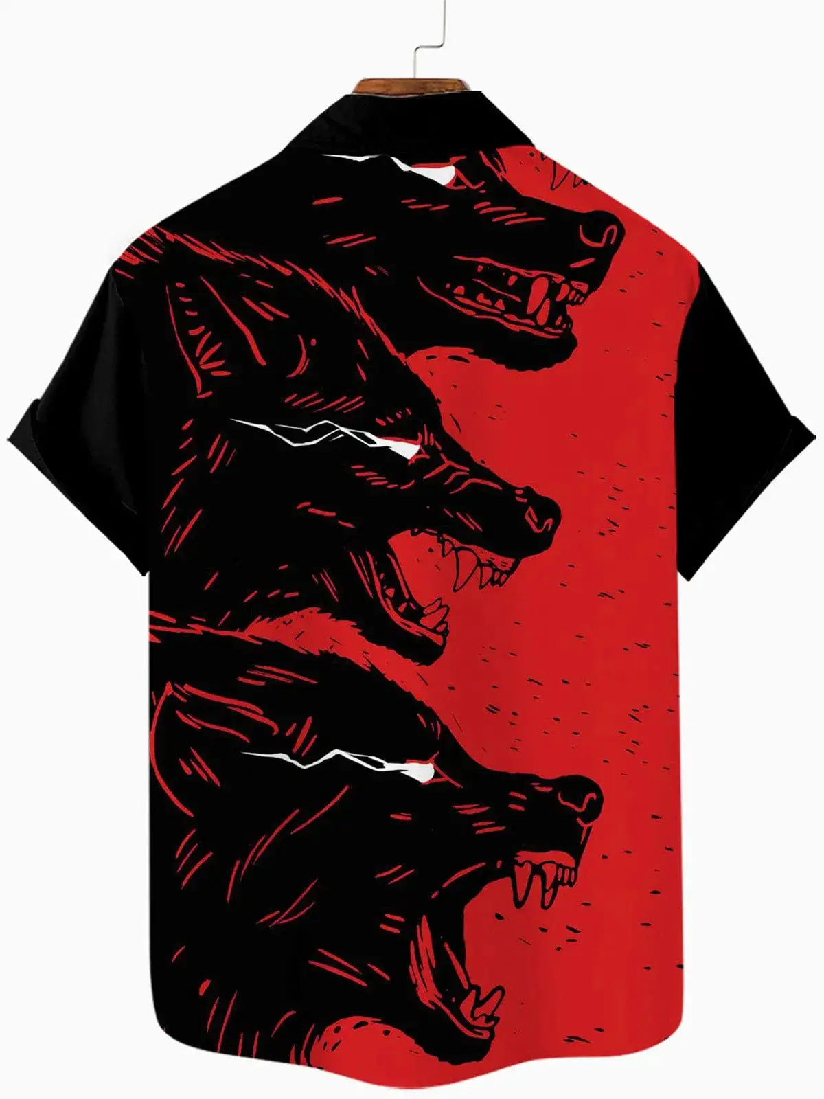 Tall Men's Howling Wolves Halloween Short Sleeve Shirt Eleven Oasis
