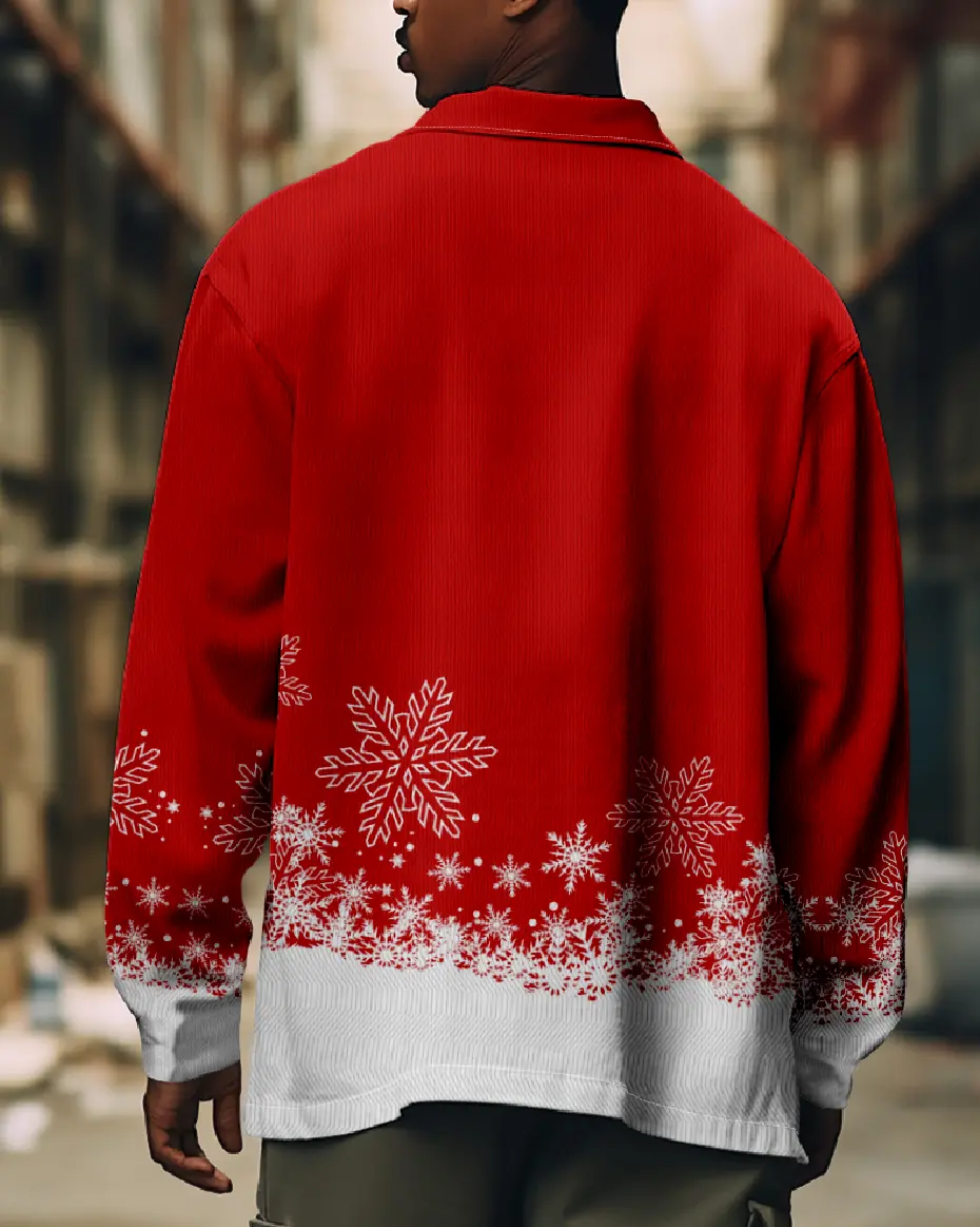 Men's Christmas Snowflakes Long Sleeve Shirt Eleven Oasis
