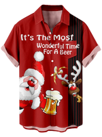 Men's Funny Santa It's The Most Wonderful Time for a Beer Short Sleeve Shirt Eleven Oasis