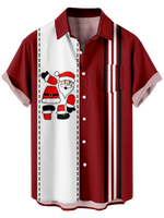 Men's Christmas Striped Santa Cut-Out Short Sleeve Shirt Eleven Oasis