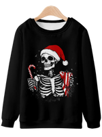 Festive Skeleton with Candy Cane Sweatshirt Eleven Oasis