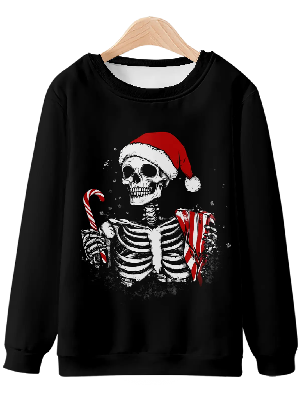 Festive Skeleton with Candy Cane Sweatshirt Eleven Oasis