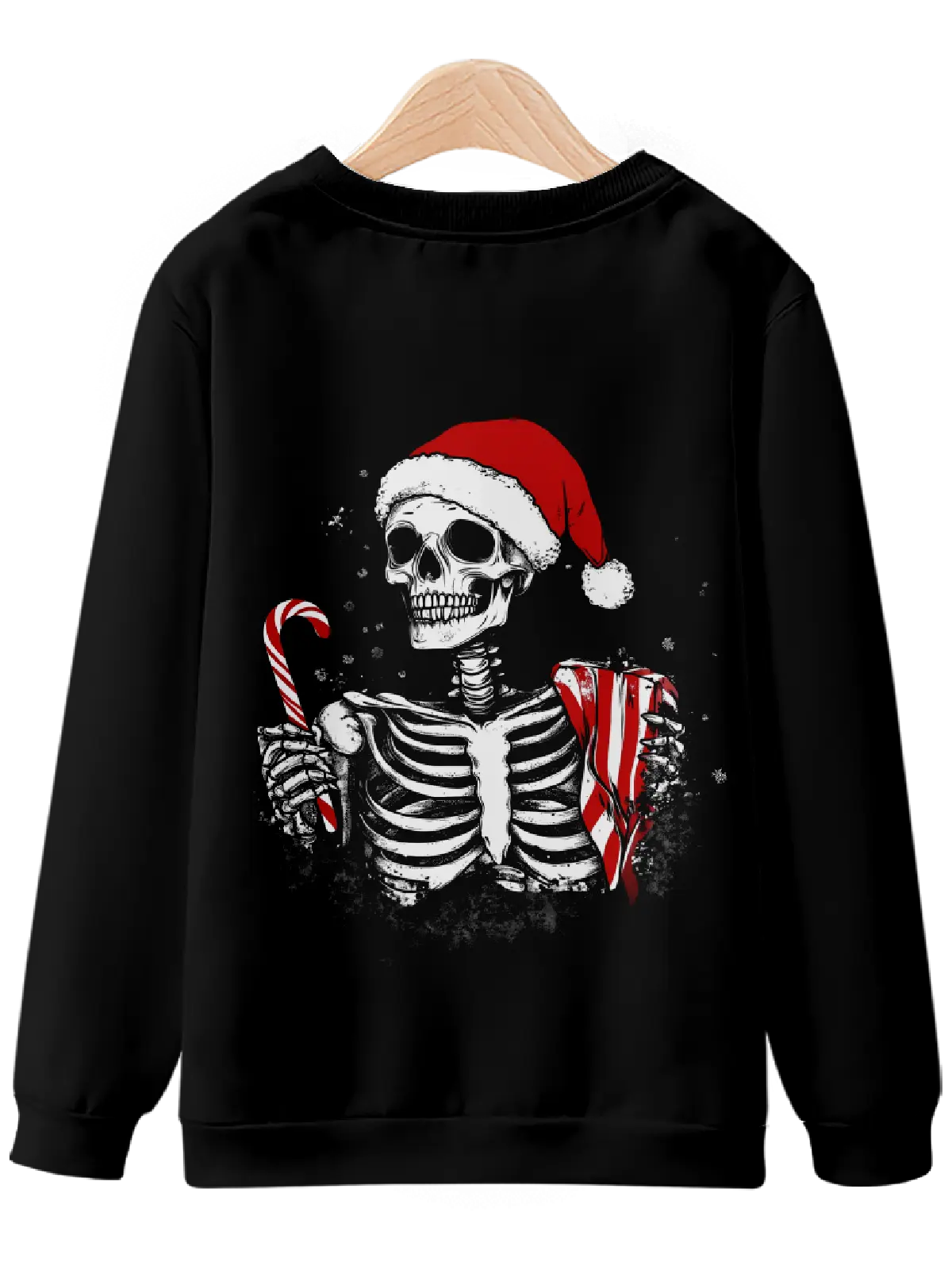 Festive Skeleton with Candy Cane Sweatshirt Eleven Oasis