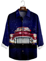 Men's Christmas Santa Vintage Car Long Sleeve Shirt Eleven Oasis