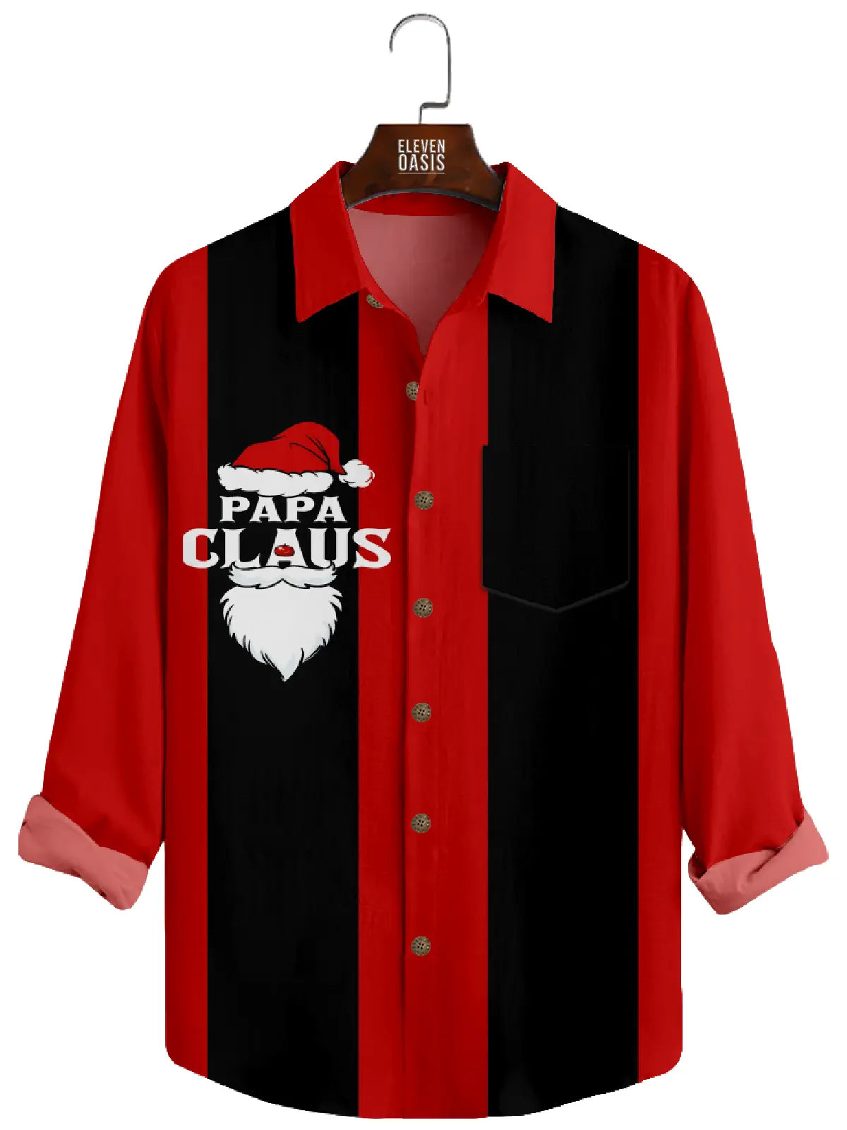 Men's Christmas Papa Clause Long Sleeve Shirt Eleven Oasis