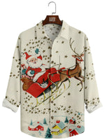 Men's Santa Clause With Reindeer Satr in Long Sleeve Shirt Eleven Oasis
