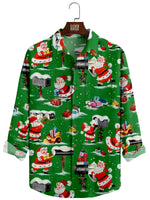 Men's Santa Sending Presents to Mailbox Long Sleeve Shirt Eleven Oasis