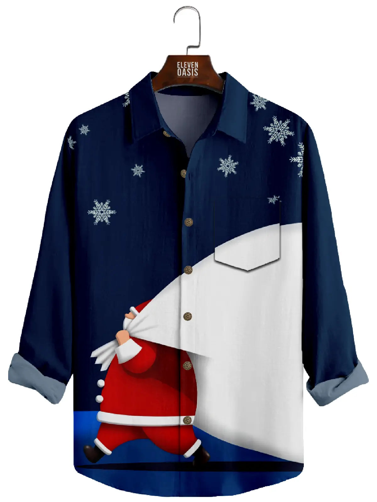 Men's Christmas Santa Huge Package Long Sleeve Shirt Eleven Oasis