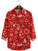 Men's Christmas Celebration Red Long Sleeve Shirt Eleven Oasis