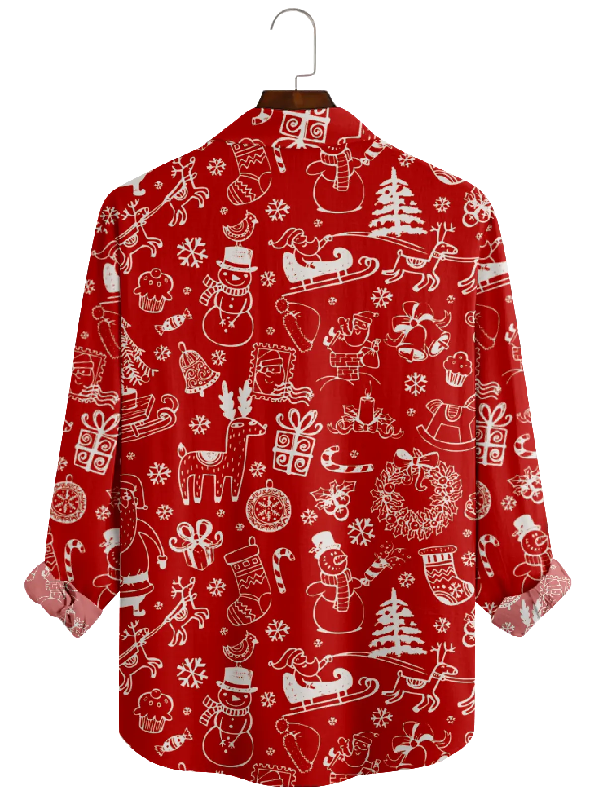 Men's Christmas Celebration Red Long Sleeve Shirt Eleven Oasis