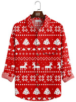Men's Christmas Pixel Style Red Long Sleeve Shirt Eleven Oasis