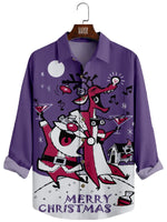 Men's Drunk Santa And Reindeer Long Sleeve Shirt Eleven Oasis