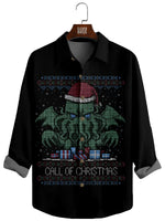 Men's Call of Christmas Pixel Black Long Sleeve Shirt Eleven Oasis