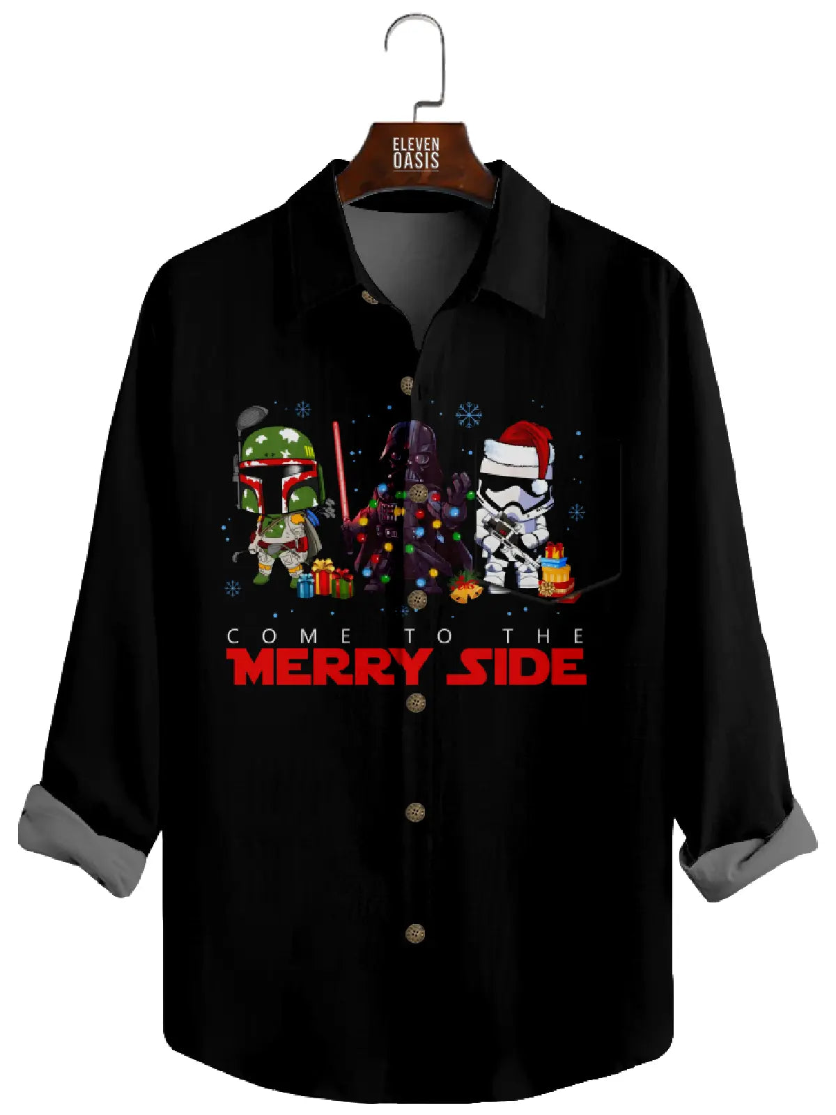 Men's Come to the Merry Side Black Long Sleeve Shirt Eleven Oasis