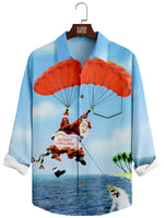 Men's Christmas Santa Parasailing Long Sleeve Shirt Eleven Oasis