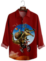Men's Christmas Crocodile Red Long Sleeve Shirt Eleven Oasis