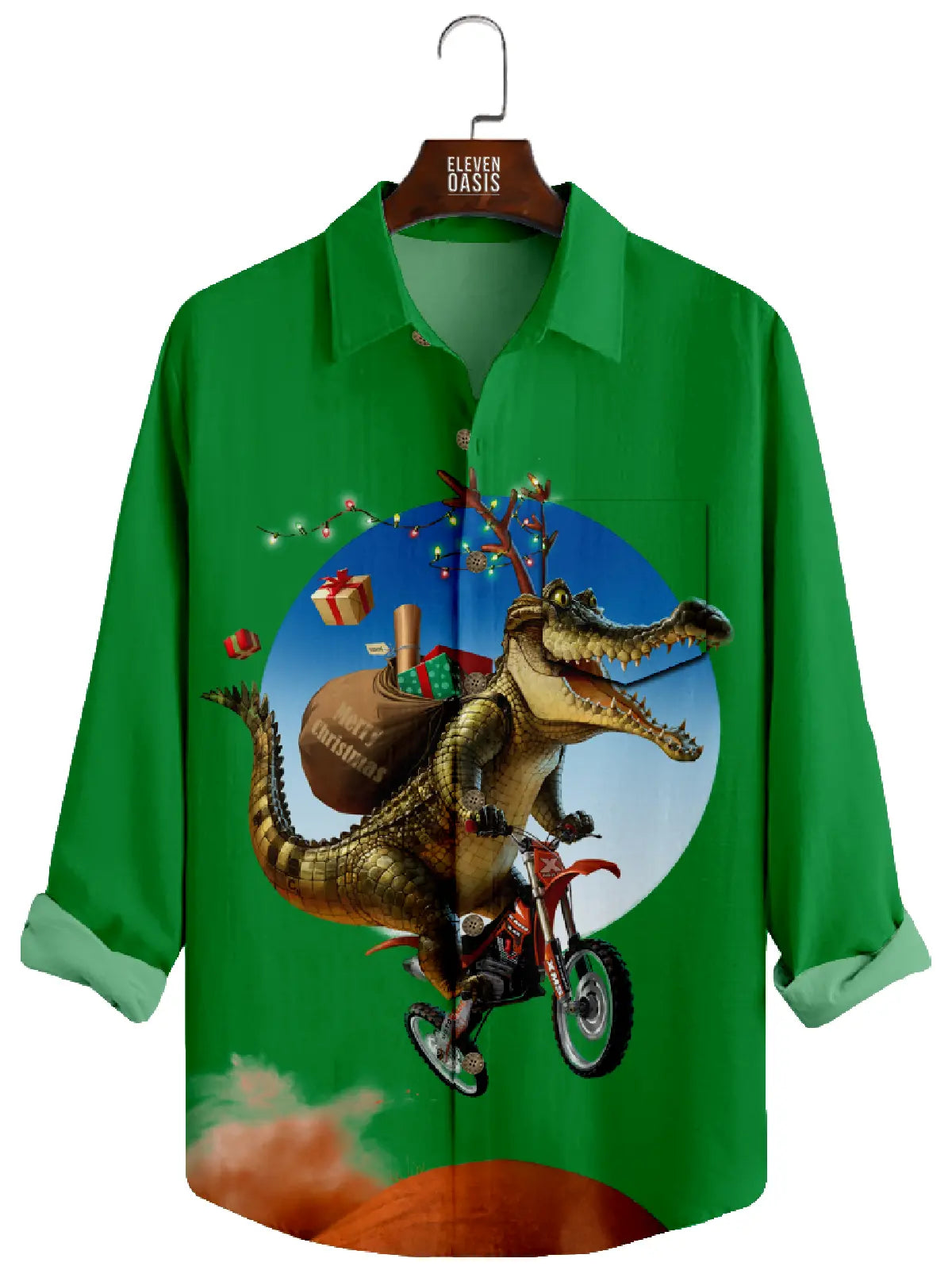 Men's Christmas Crocodile Long Sleeve Shirt Eleven Oasis